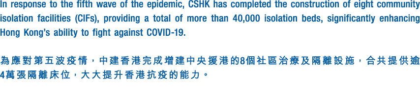 In response to the fifth wave of the epidemic, CSHK has completed the construction of eight community isolation facil   
