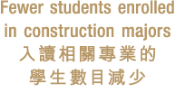 Fewer students enrolled in construction majors 入讀相關專業的 學生數目減少