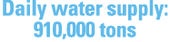Daily water supply: 910,000 tons