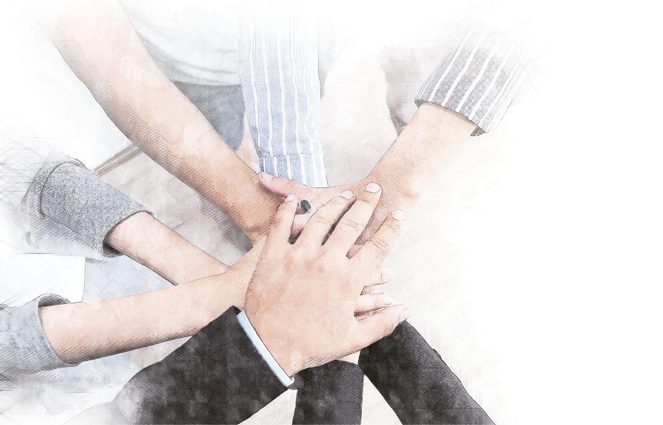 Teamwork concept  Business peoples putting their hands together in top view  Stack of hands for unity and team  Success business 