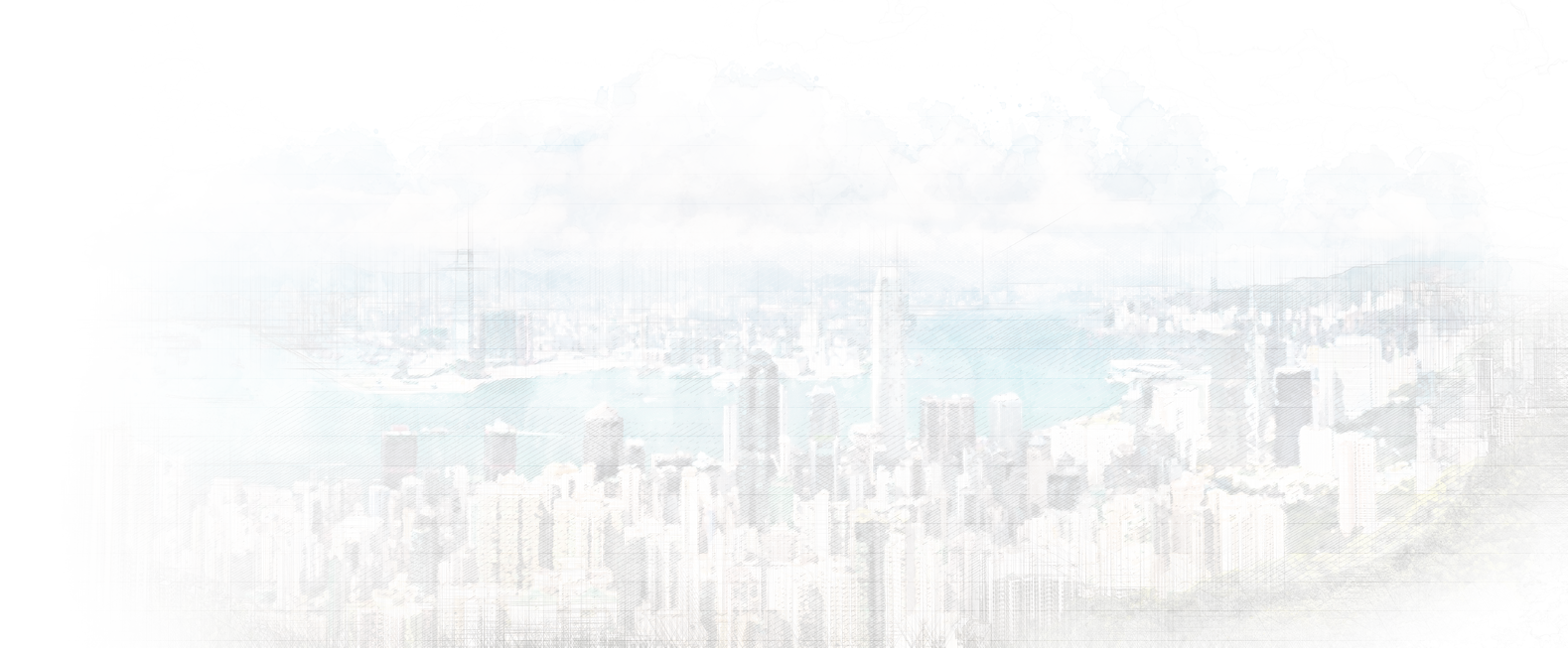 Panorama of Hong Kong business district in a summer day